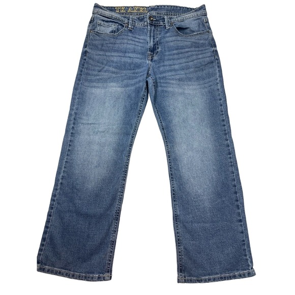 TK Axel Jeans Mens 34x30 Bootcut Western Yoke Pockets Mid Wash Denim W. Hartford - Picture 1 of 16
